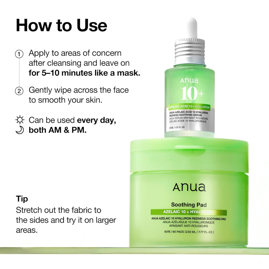 Azelaic Acid 10 Hyaluron Redness Soothing Pad, 90 Pads
