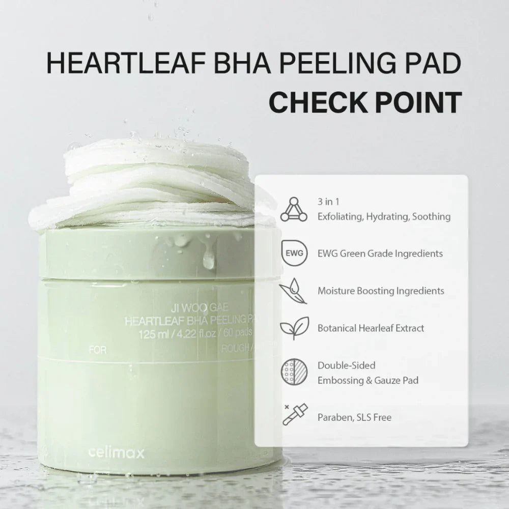 Ji Woo Gae Heartleaf BHA Peeling Pad, 60 pads