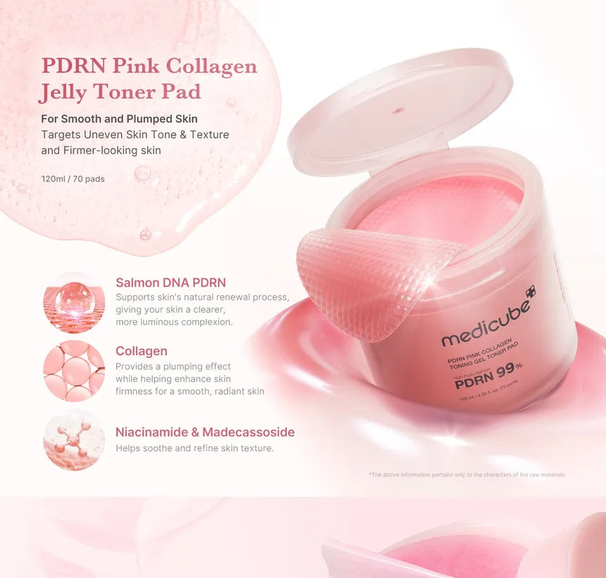 PDRN Pink Collagen Toning Gel Toner Pad, 70 Pads