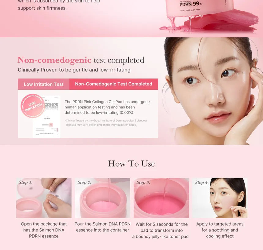 PDRN Pink Collagen Toning Gel Toner Pad, 70 Pads