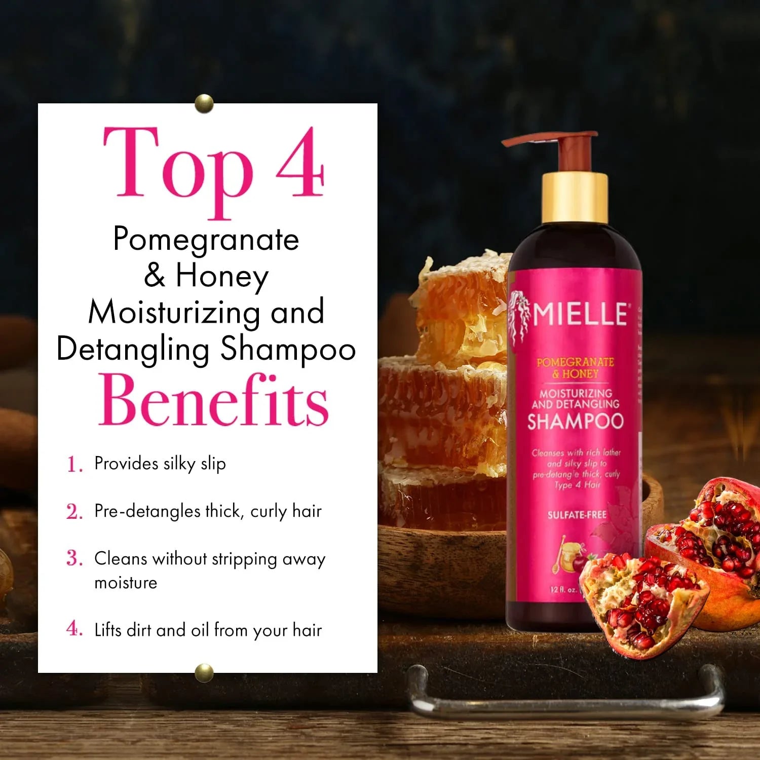 Pomegranate & Honey Moisturizing and Detangling Shampoo, 355ml