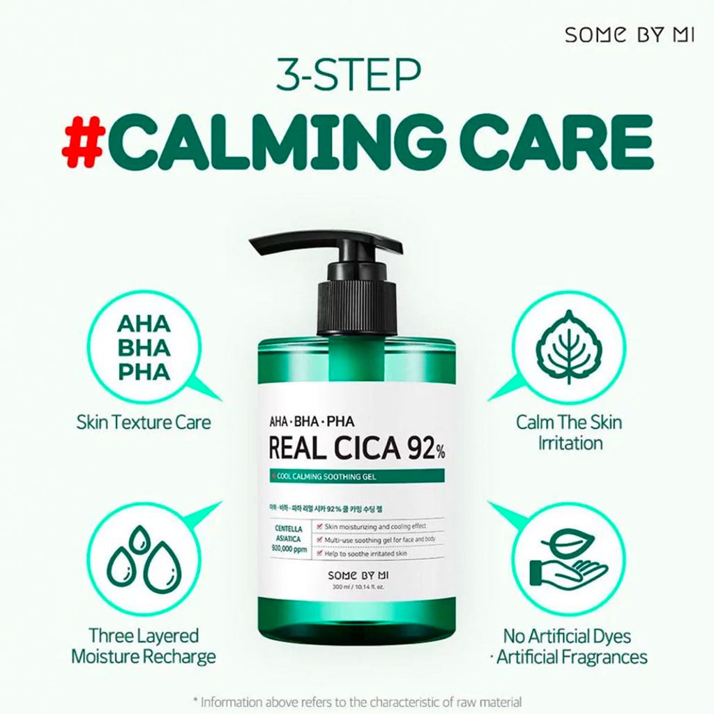 AHA, BHA, PHA Real Cica 92% Cool Calming Soothing Gel, 300ml