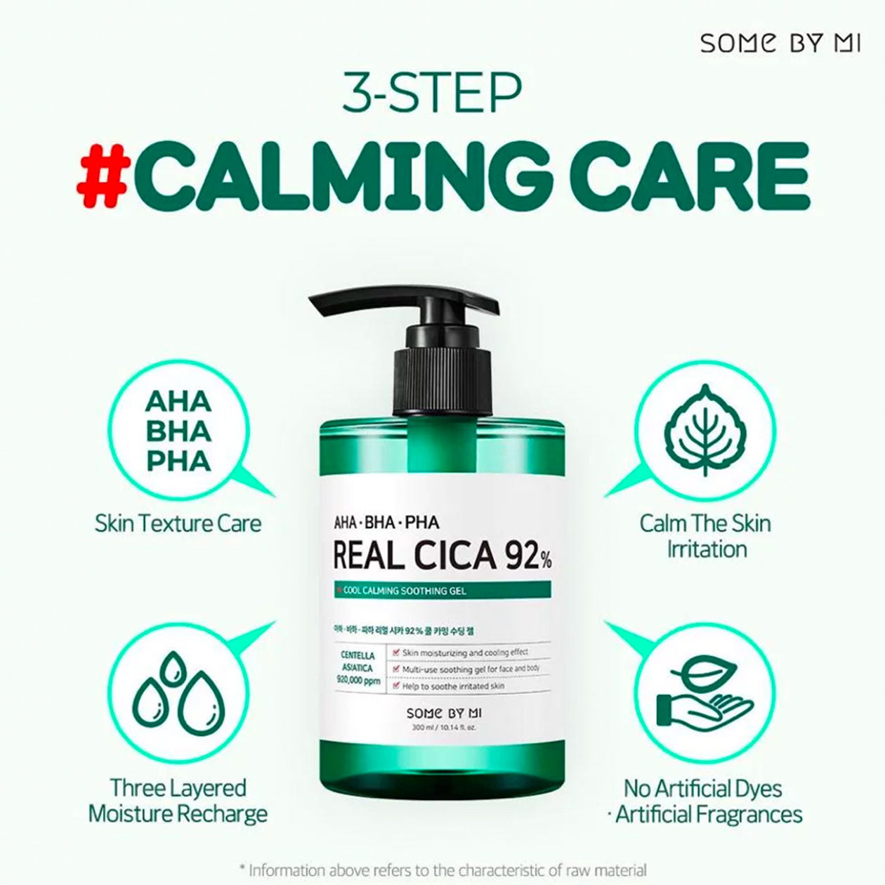 AHA, BHA, PHA Real Cica 92% Cool Calming Soothing Gel, 300ml